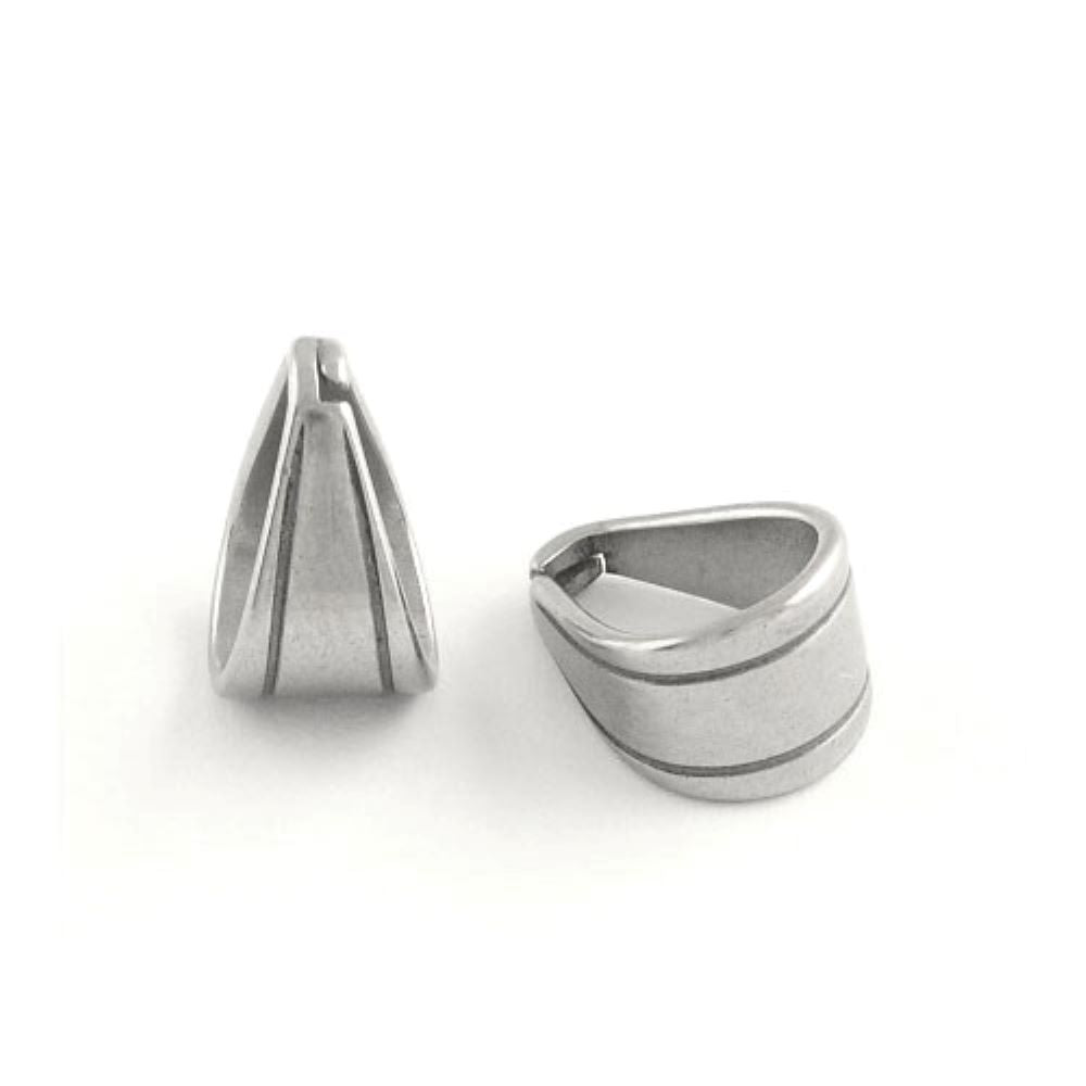 Stainless Steel Snap On Spring Pinch Bails Silver Oval 8x11mm Pack Of 5