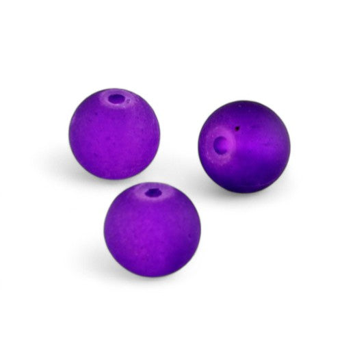 Dark Purple Glass Beads Plain Round 8mm Frosted Strand Of 100+