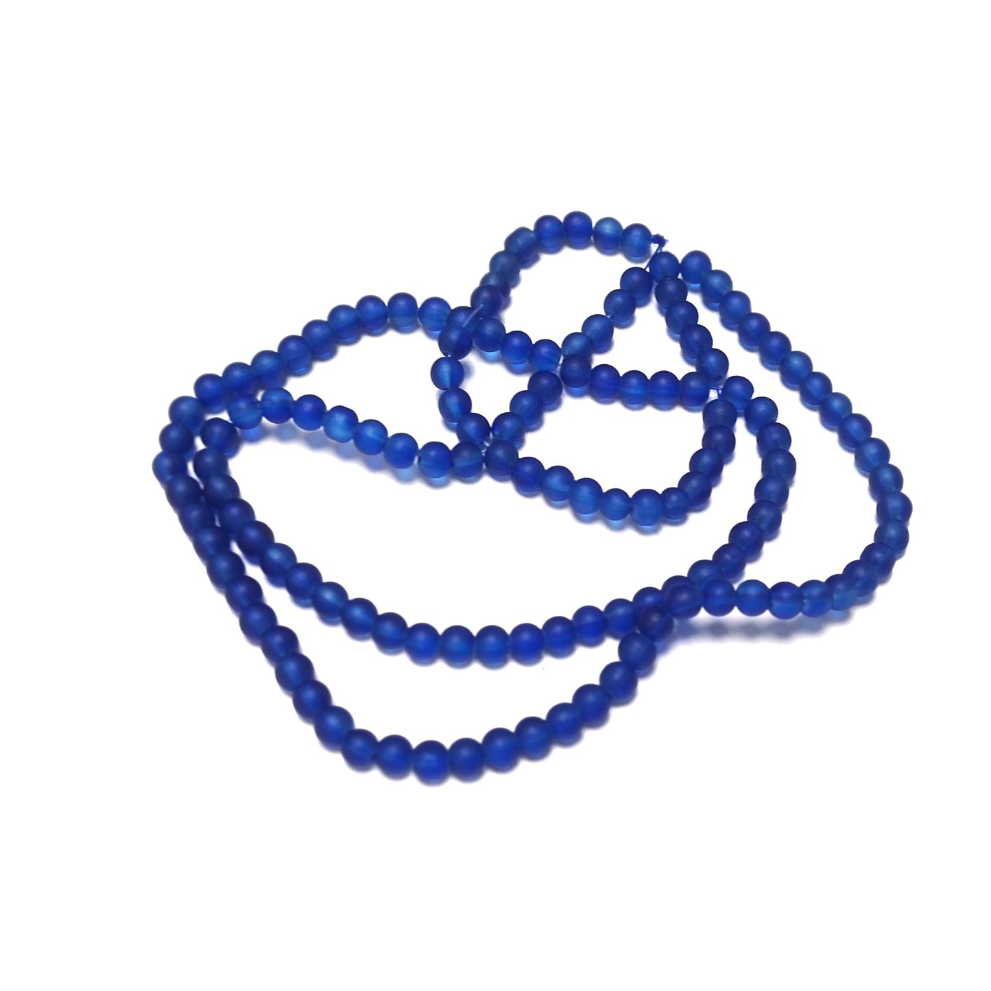 Blue Glass Beads Plain Round 6mm Frosted Strand Of 135+