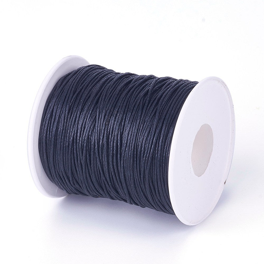 Waxed Cotton String Cord Black 5M Continuous Length 1mm Thick