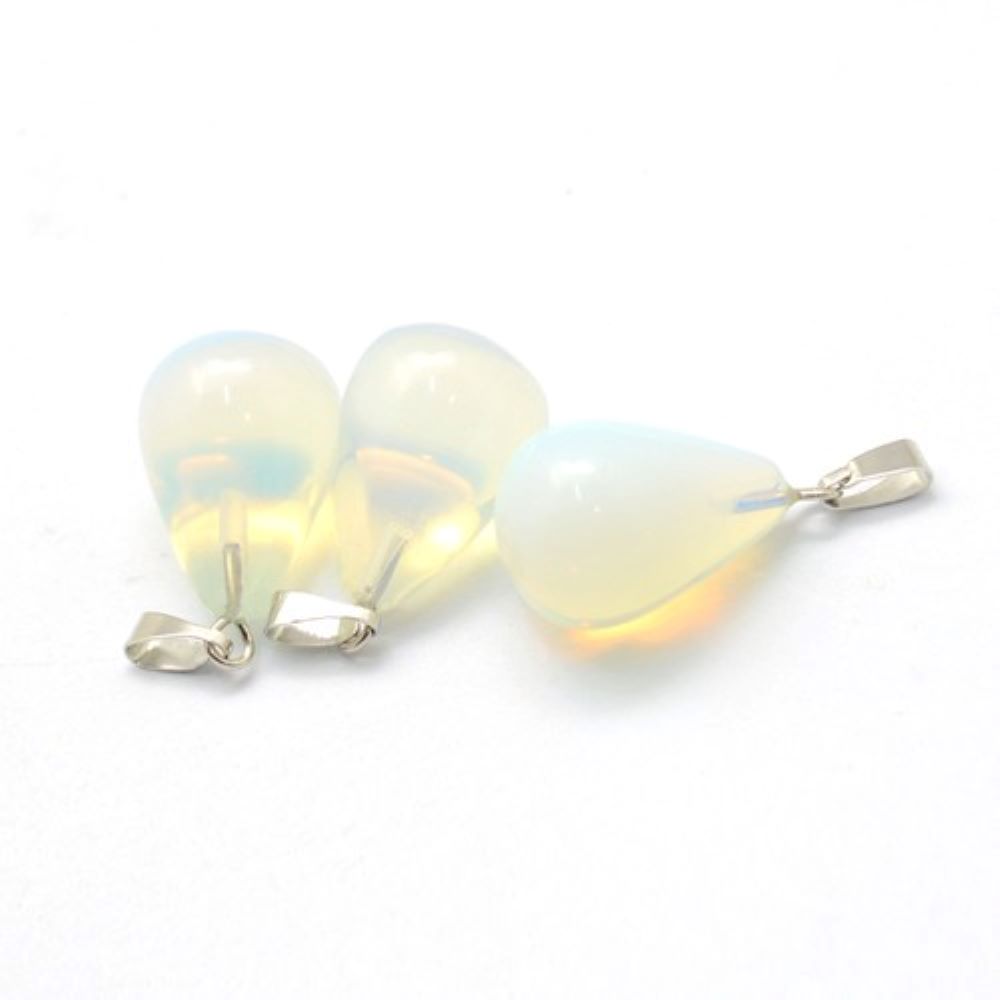 Opalite Teardrop Pendants Clear 14x24mm Pack Of 3