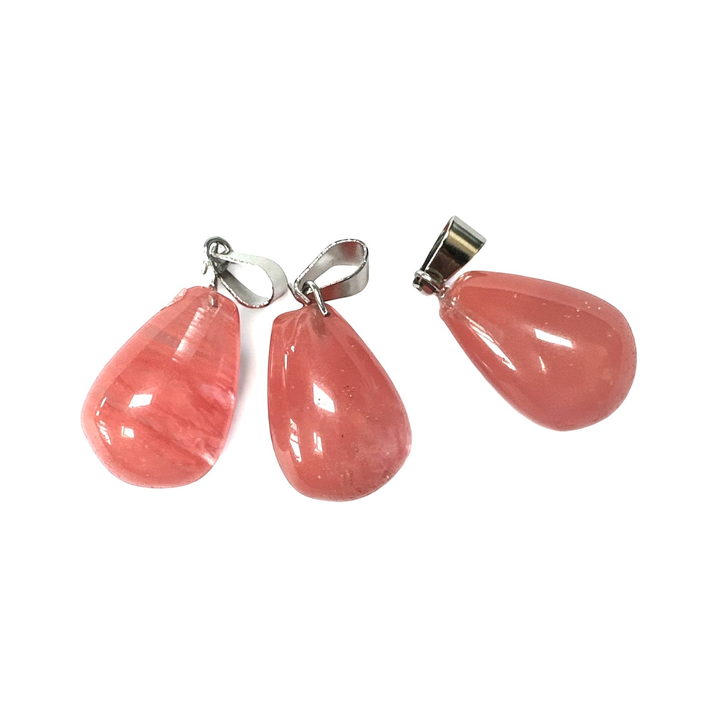 Cherry Quartz Teardrop Pendants Pink 14x24mm Pack Of 3