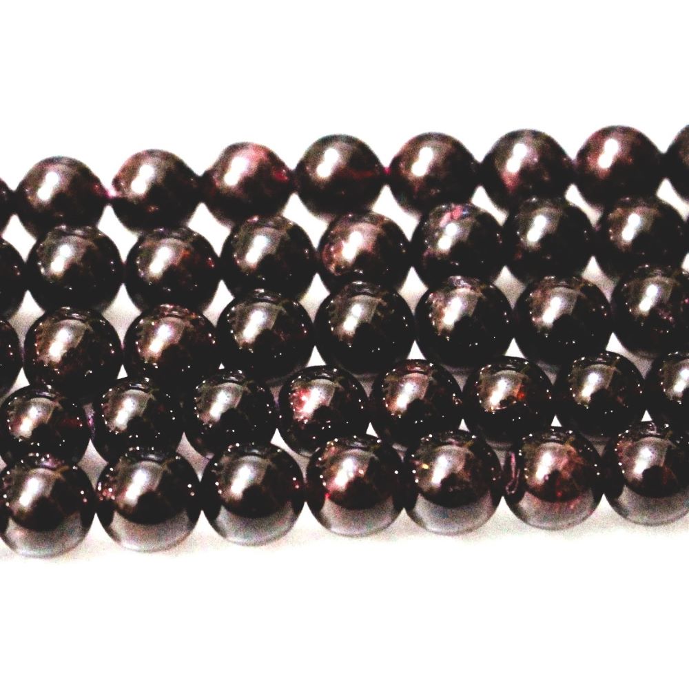 Dark Red Garnet Beads Plain Round 6mm Strand Of 55+