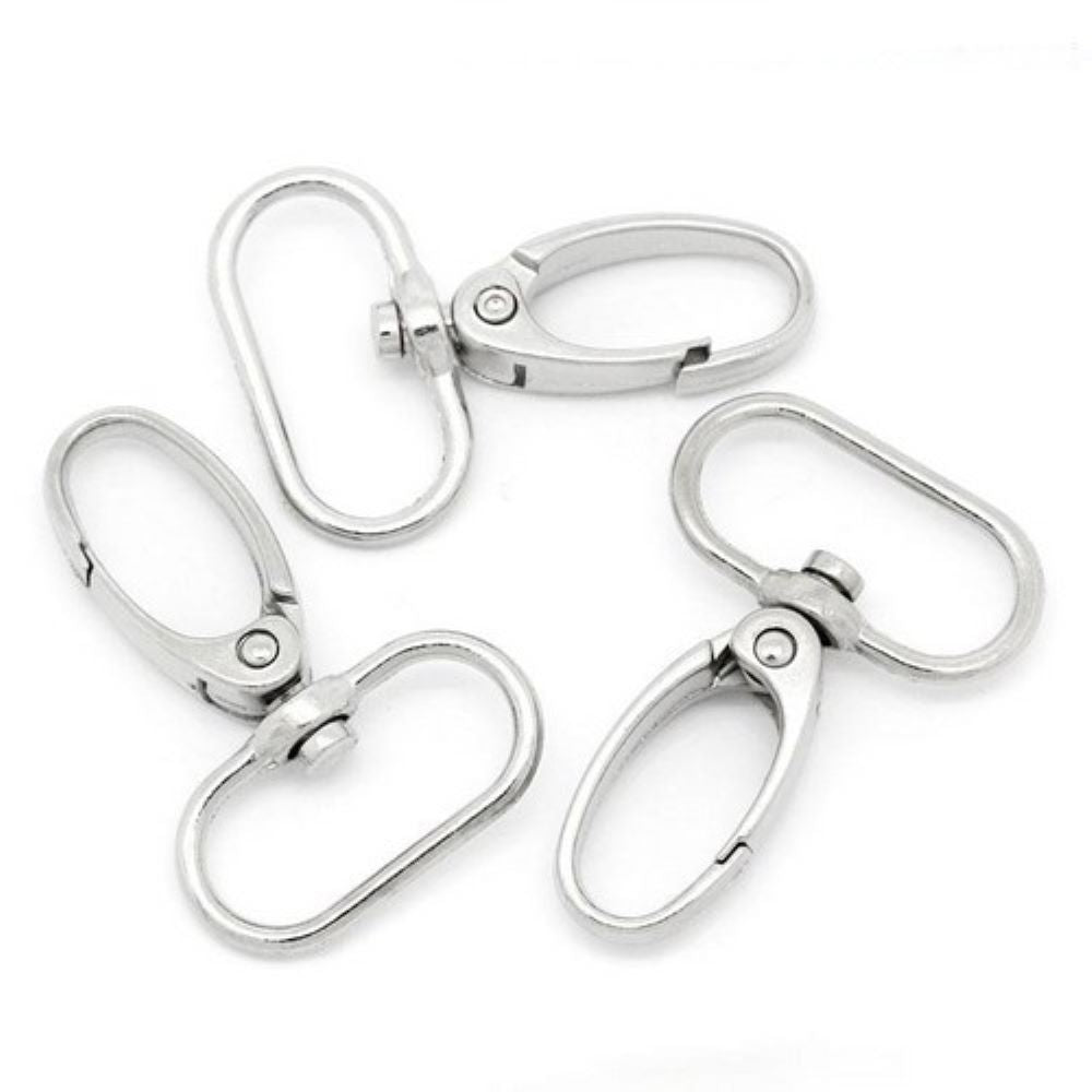 Metal Alloy Keyring Clasps Silver Oval 31x45mm Pack Of 2