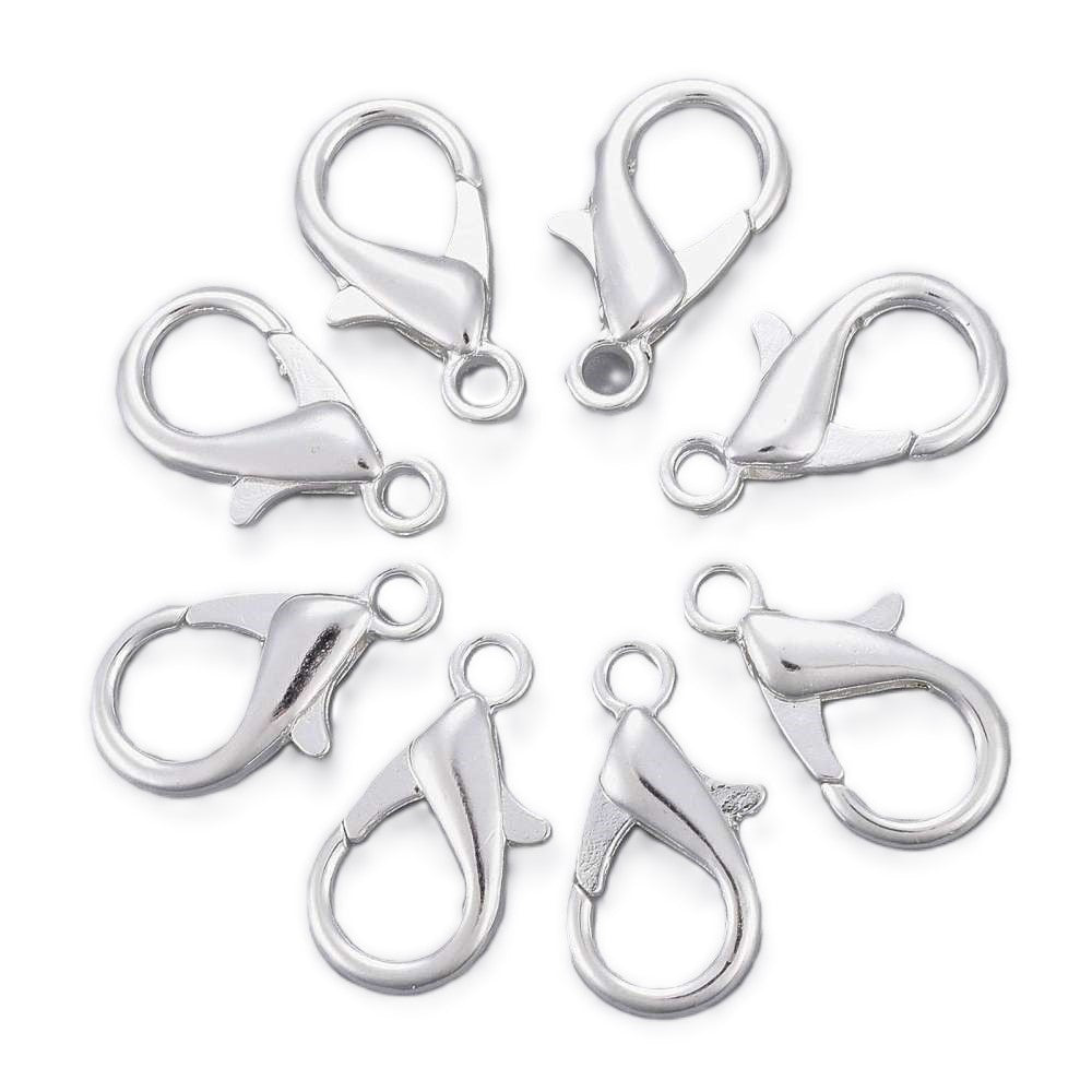 Metal Alloy Lobster Clasps Silver 12x21mm Pack Of 25