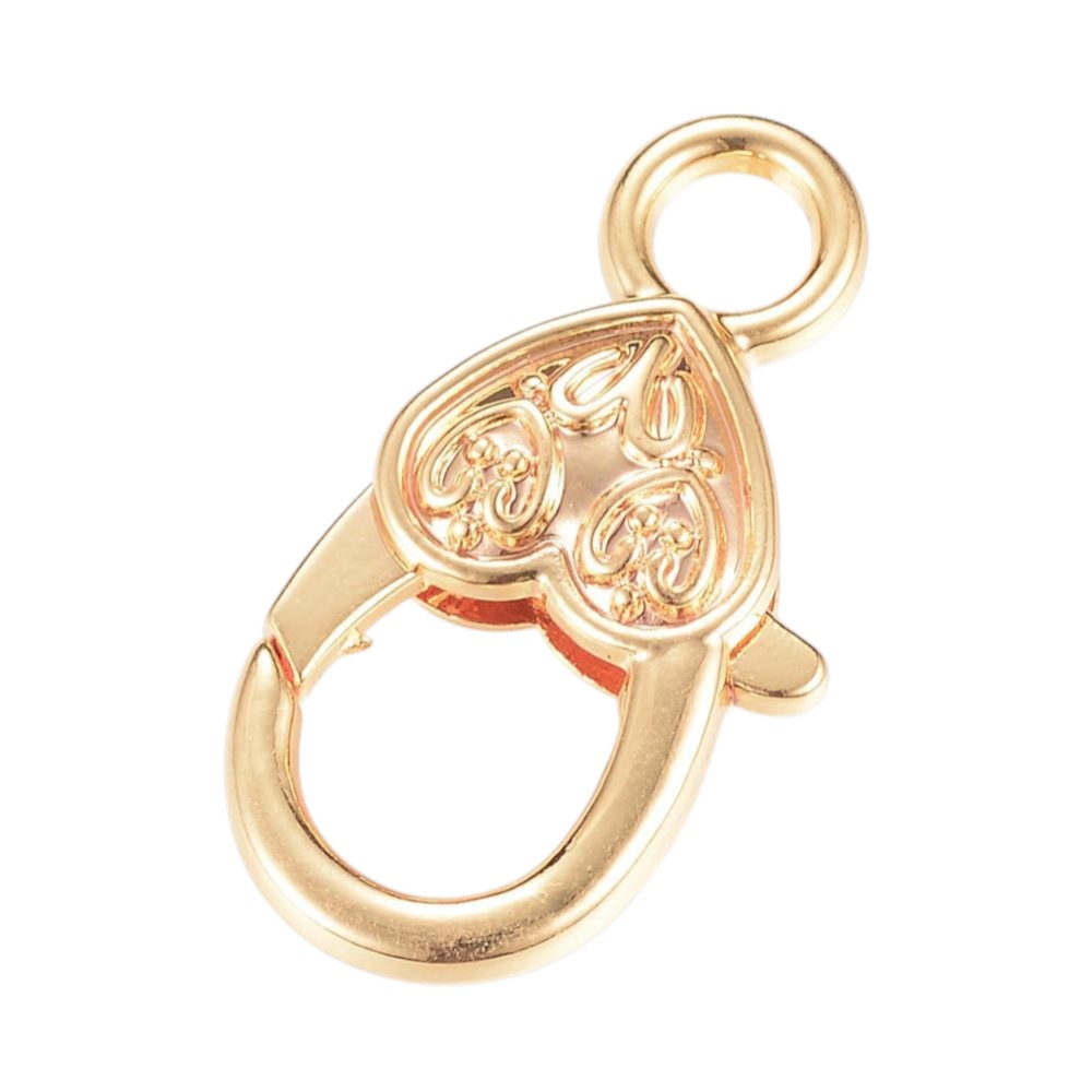 Brass Lobster Clasps Gold Heart 14x27mm Pack Of 4