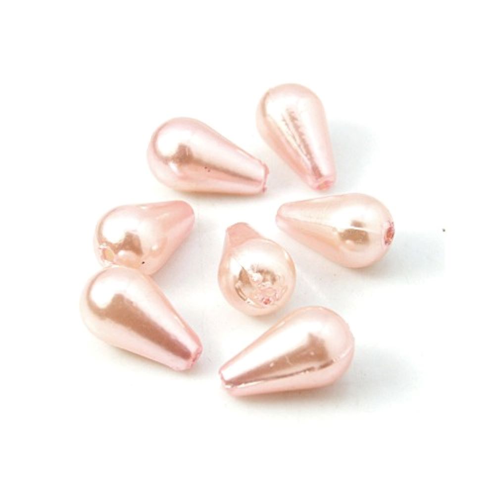 Pale Pink Acrylic Beads Plain Round Drop 10x6mm Pearlised Pack Of 150+