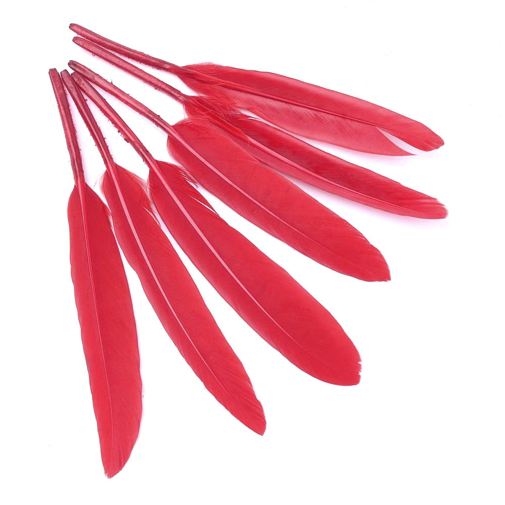 Feathers Goose Dyed Red 10-17cm Pack Of 30