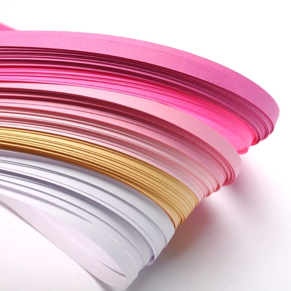 Paper Quilling Strips Pink/Yellow 53cm Long x 5mm Wide Pack Of 110+