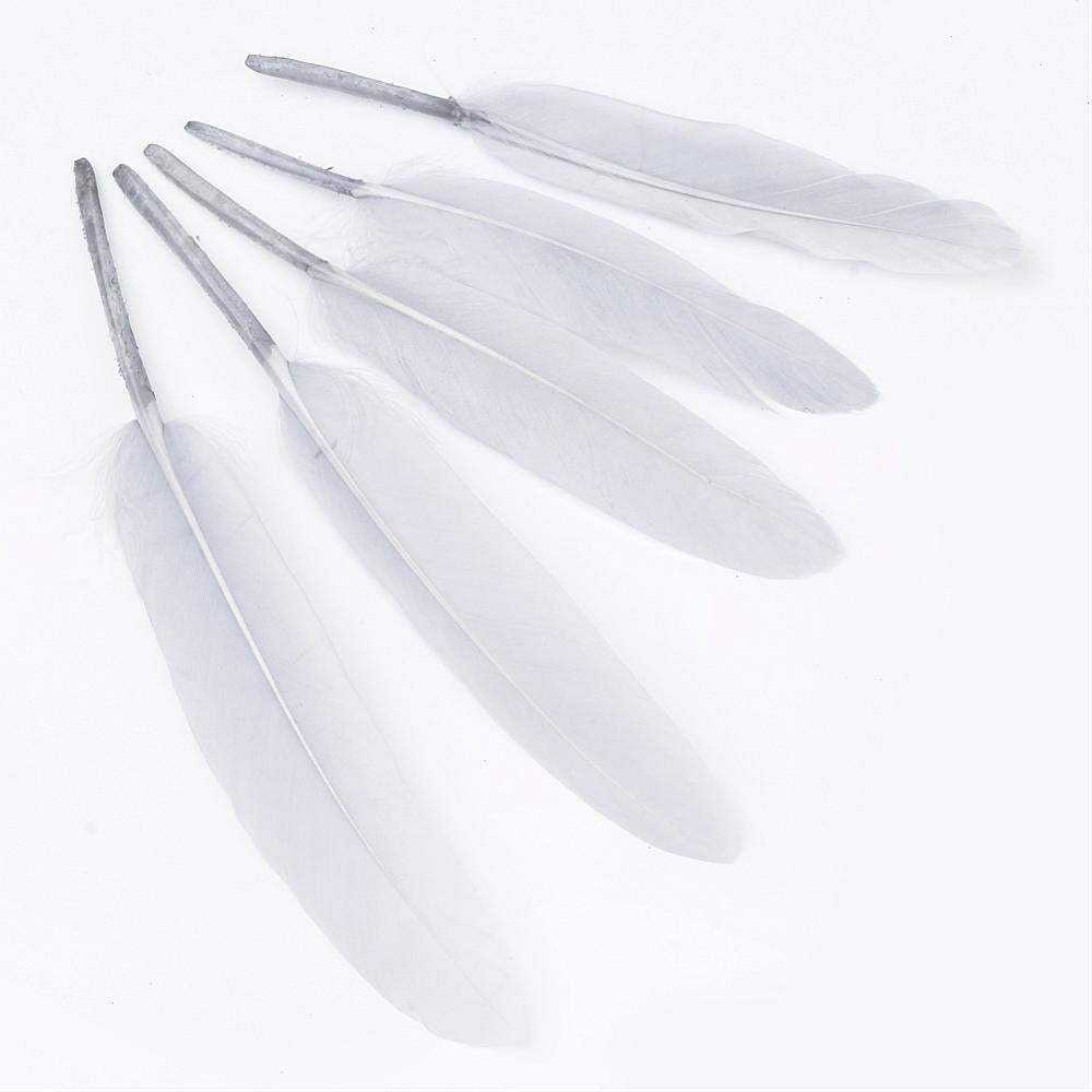 Feathers Goose Dyed Pale Grey 10-17cm Pack Of 30