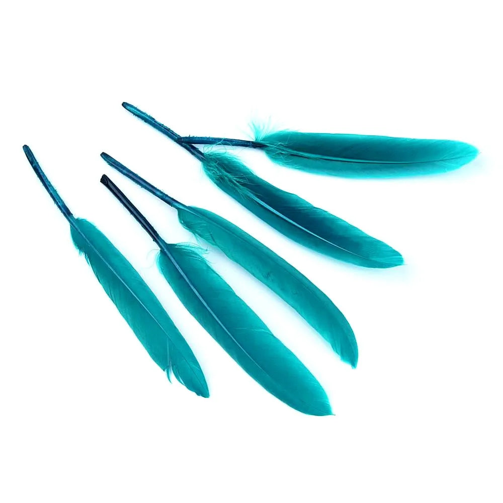 Feathers Goose Dyed Teal Green 10-17cm Pack Of 30