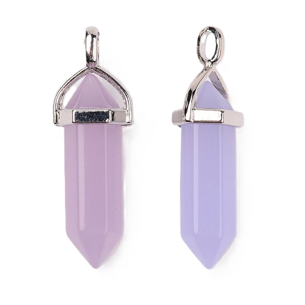 Malaysian Jade Hexagon Wand Pendants Lilac 8x38mm Pack Of 2