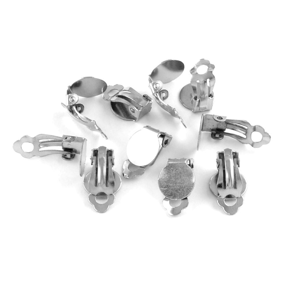Iron Clip On Earrings Platinum 18x7mm Pack Of 10