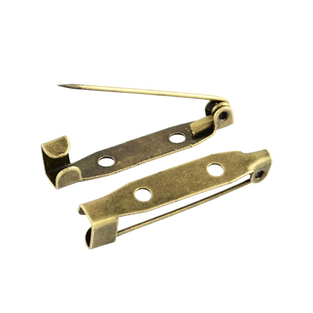 Iron Brooch Backs Antique Bronze Rectangle 6x30mm Pack Of 30