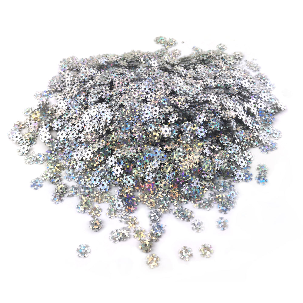 Sequins (Loose) Acrylic Snowflake AB Silver 6mm Pack Of 3000+