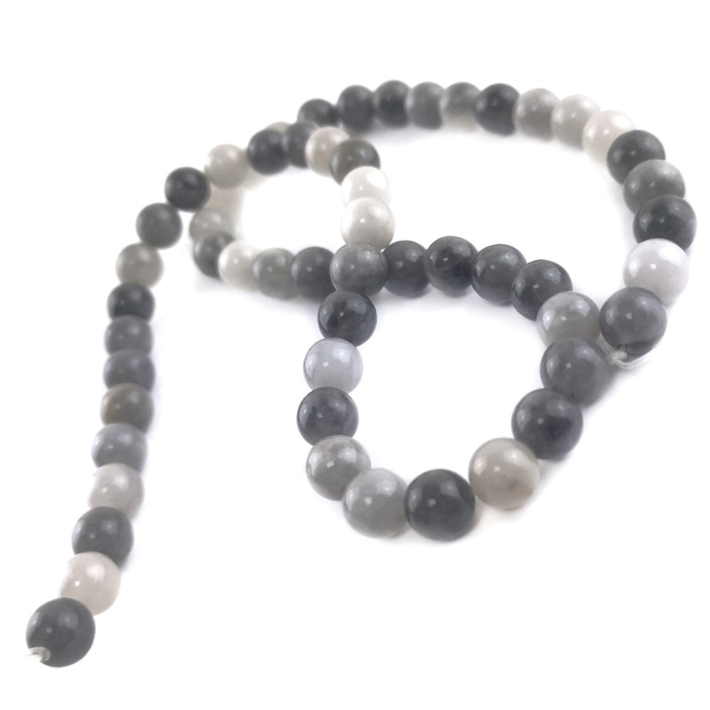 Grey Hawk Eye Jasper Beads Plain Round 6mm Strand Of 60+