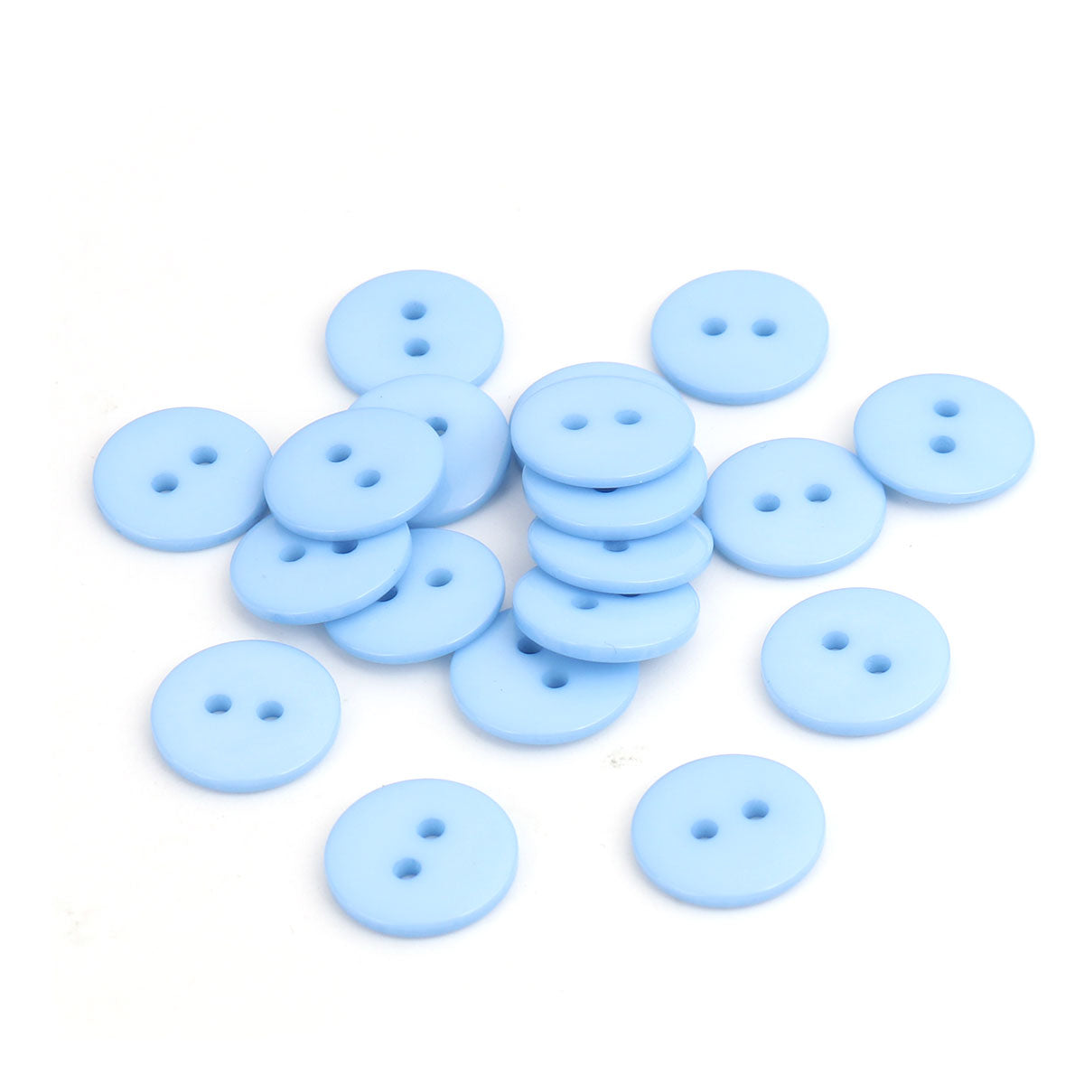 Resin Buttons Pale Blue Round 15mm 2-Hole Pack Of 30