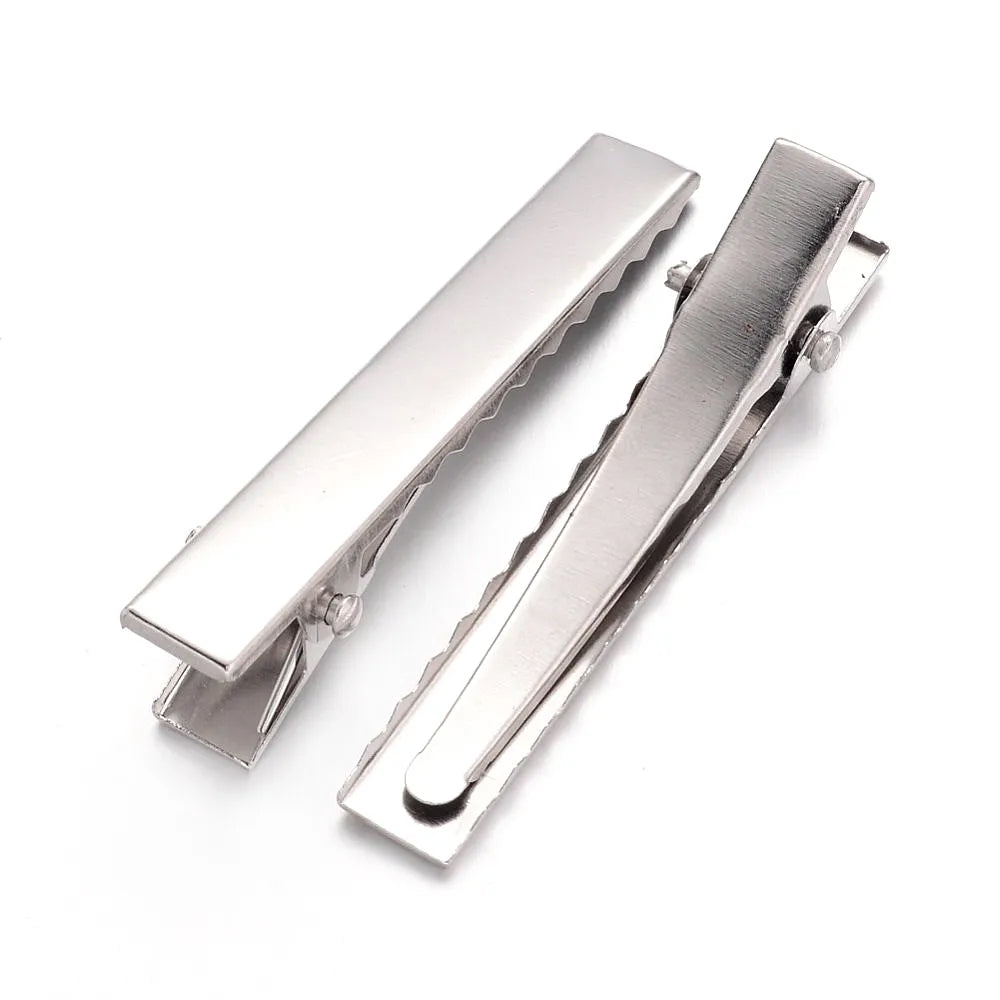 Iron Alligator Hair Clips Silver Rectangle 7.5x10x46mm Pack Of 50+