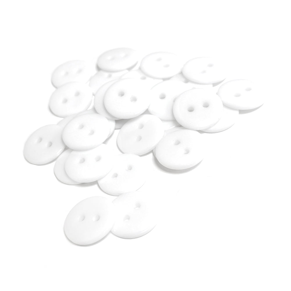 Resin Buttons White Round 15mm 2-Hole Pack Of 30