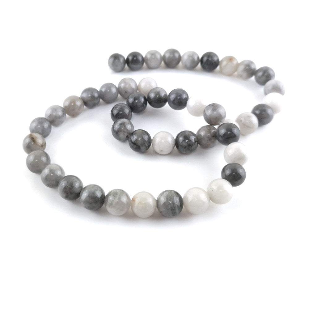 Grey Hawk Eye Jasper Beads Plain Round 8mm Strand Of 45+