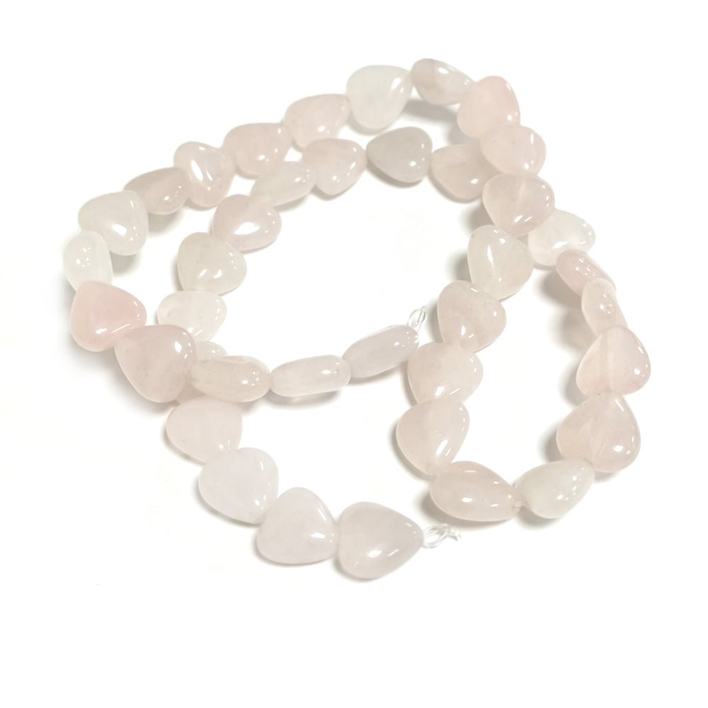 Pink Rose Quartz Beads Puffy Heart 10mm Strand Of 38+