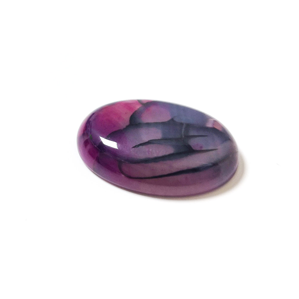Dragon Vein Agate Cabochon Dark Pink/Black Oval Calibrated 17.5x25mm Pack Of 1