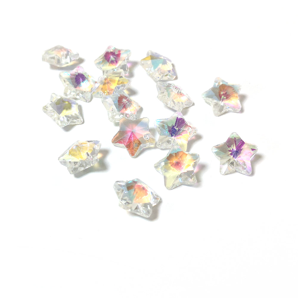 Glass Star Pendants Clear 13mm Pack Of 15