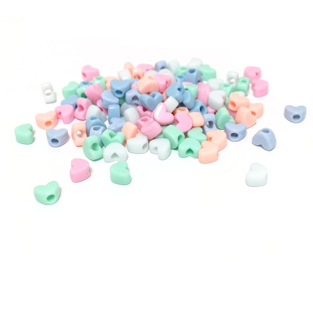 Pastel Mixed-Colour Acrylic Pony Beads Heart Spacer 11.5x9mm Pack Of 100+