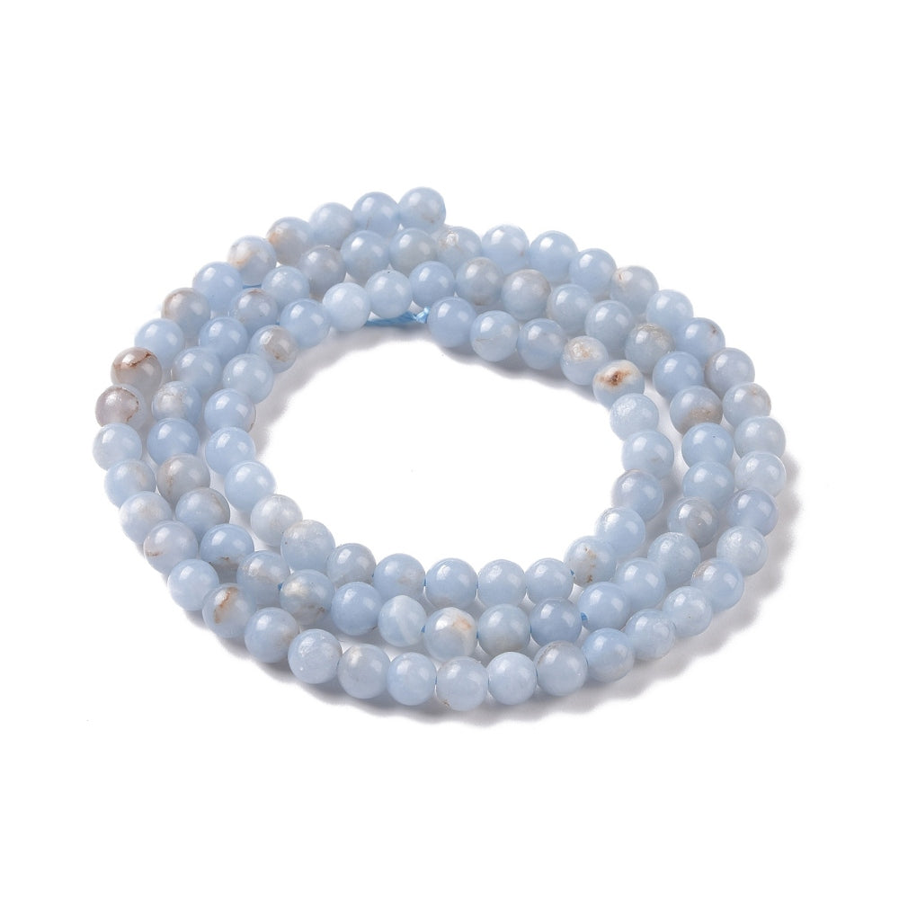 Blue Angelite Beads Plain Round 4mm Strand Of 115+