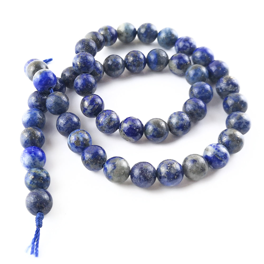 Blue Denim Lapis Lazuli Beads Plain Round 8mm Strand Of 45+