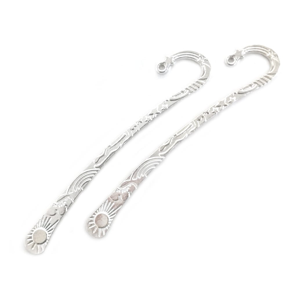 Metal Alloy Bookmark Silver Patterned Hook 12cm Pack Of 2