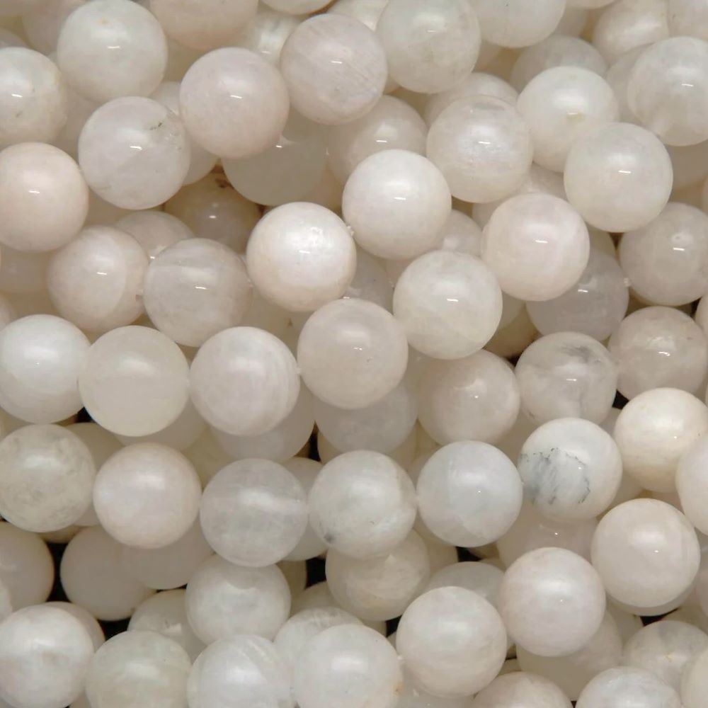 White Moonstone Beads Plain Round 4mm Strand Of 90+