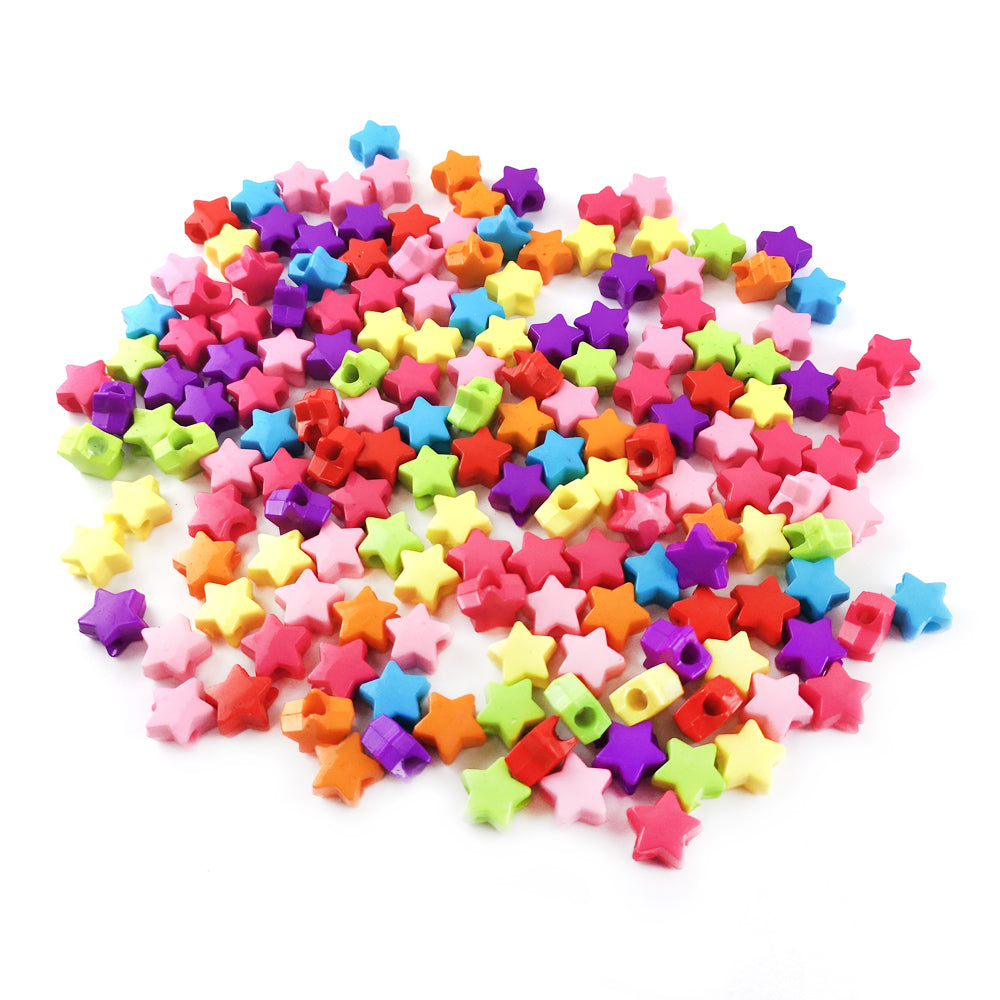 Mixed-Colour Acrylic Pony Beads Star 12mm Pack Of 150+