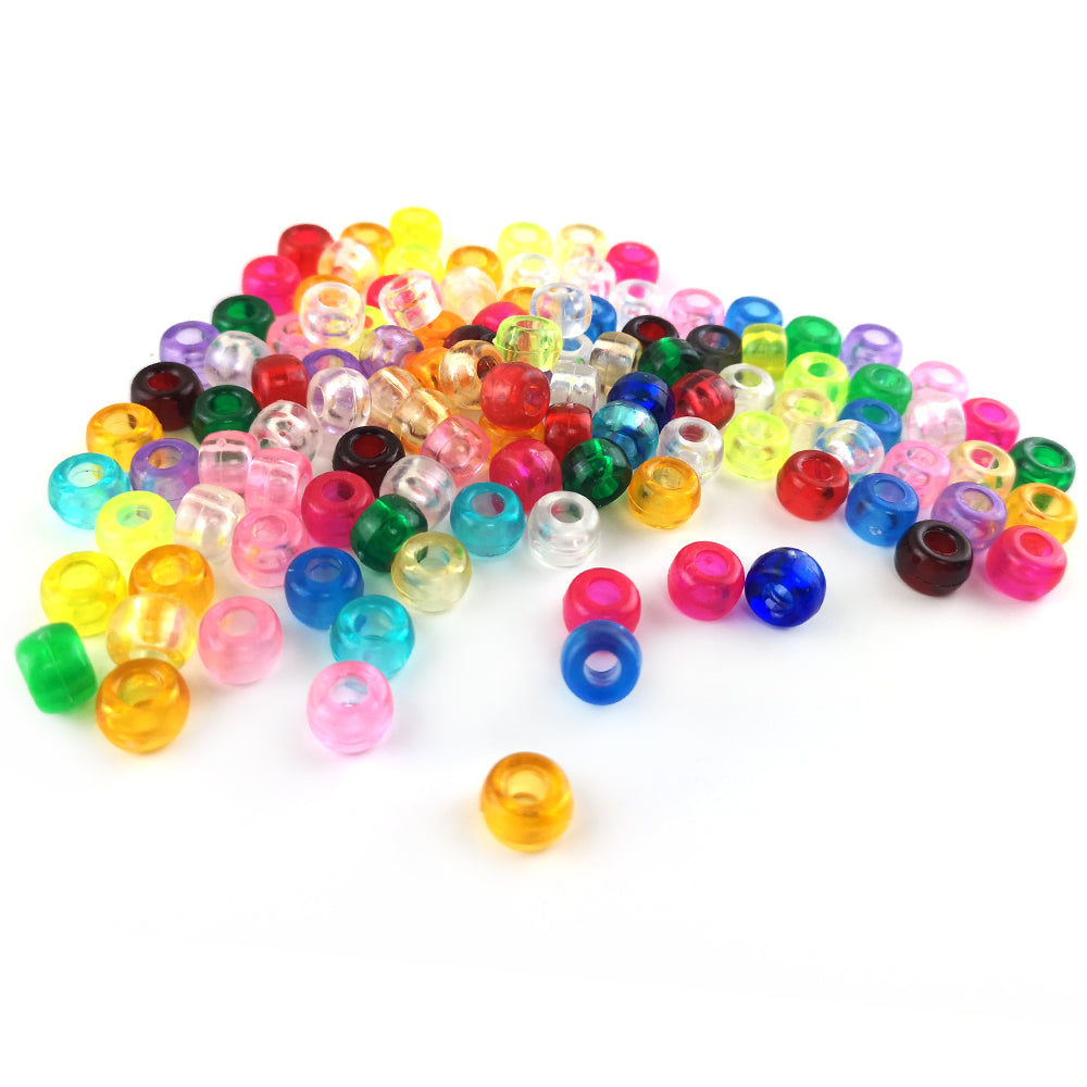 Mixed-Colour Acrylic Pony Beads Large Hole 6x9mm Pack Of 100+