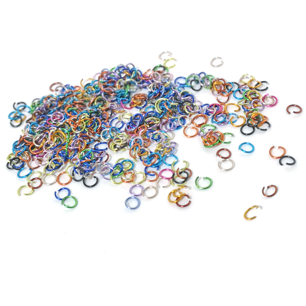 Aluminium Open Jump Rings Mixed-Colour Round 0.8x6mm Pack Of 500+
