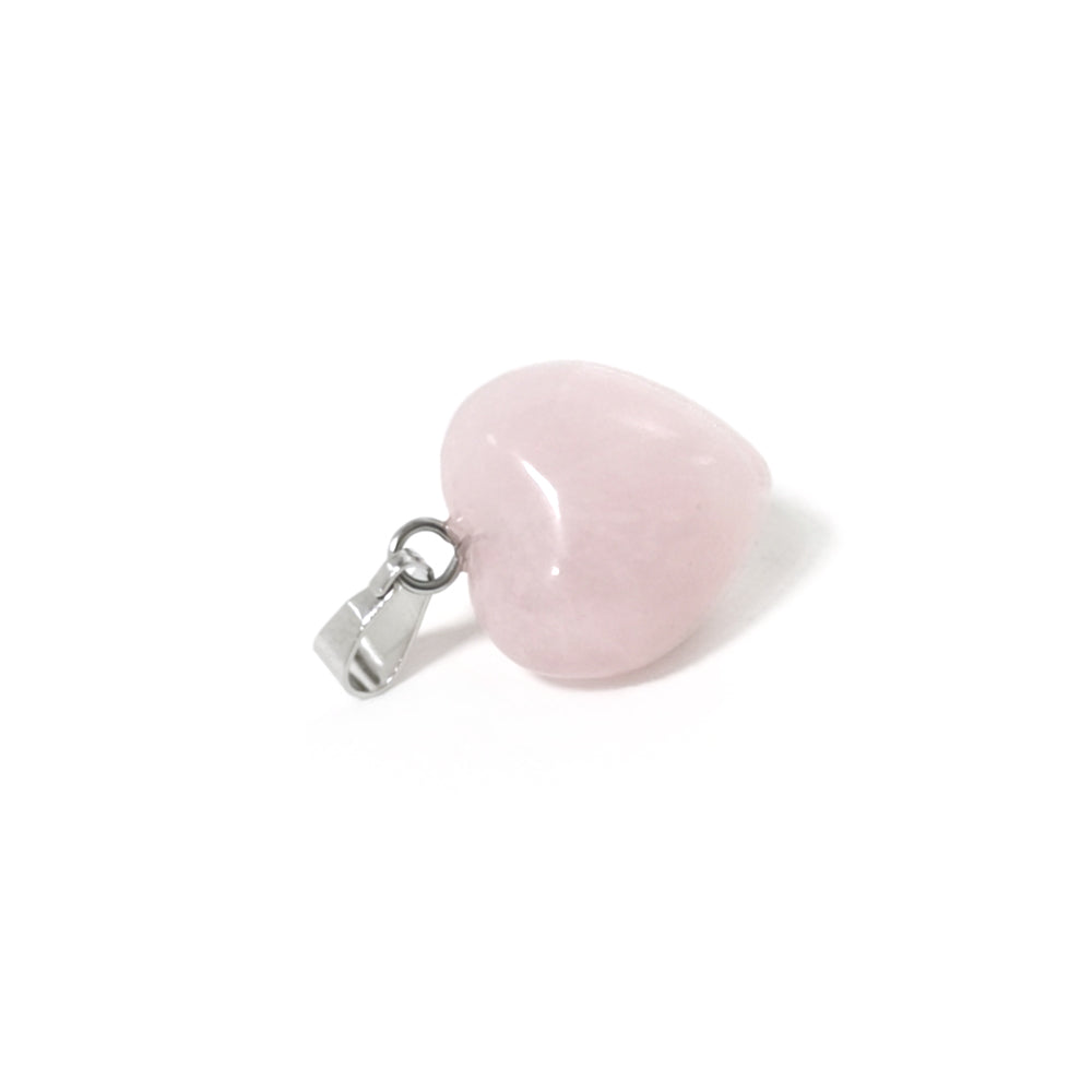 Rose Quartz Puffy Heart Pendant Pink 15x18mm