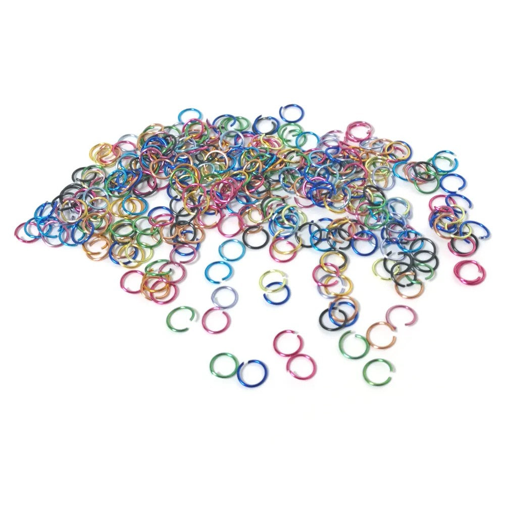 Aluminium Open Jump Rings Mixed-Colour Round 1x10mm Pack Of 300+