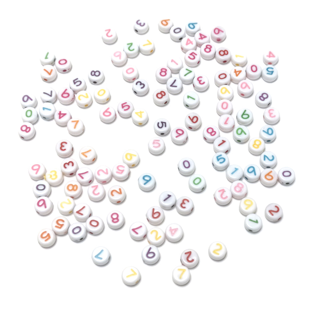 White/Mixed Acrylic Beads Flat Round 4x7mm Number Pack Of 100+