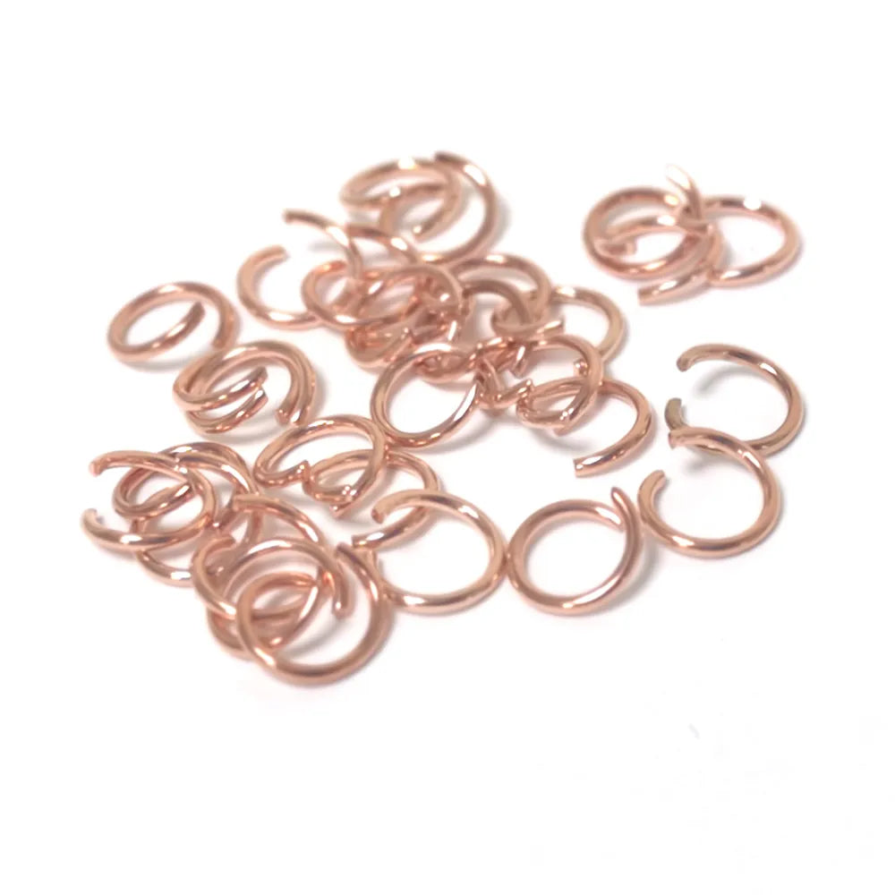 304 Stainless Steel Fully Open Jump Rings Rose Gold Round 1x8mm Pack Of 30
