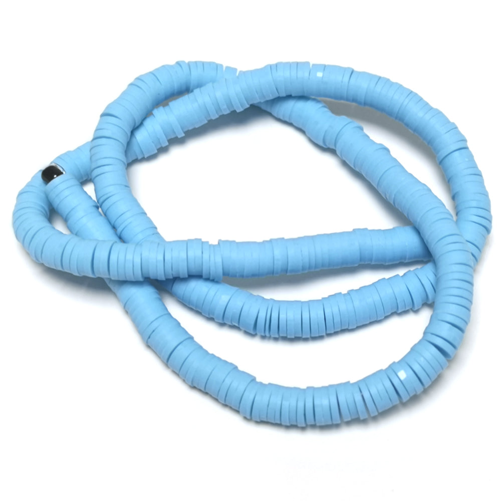 Pale Blue Polymer Clay Beads Heishi Disc 1x6mm Strand Of 300+