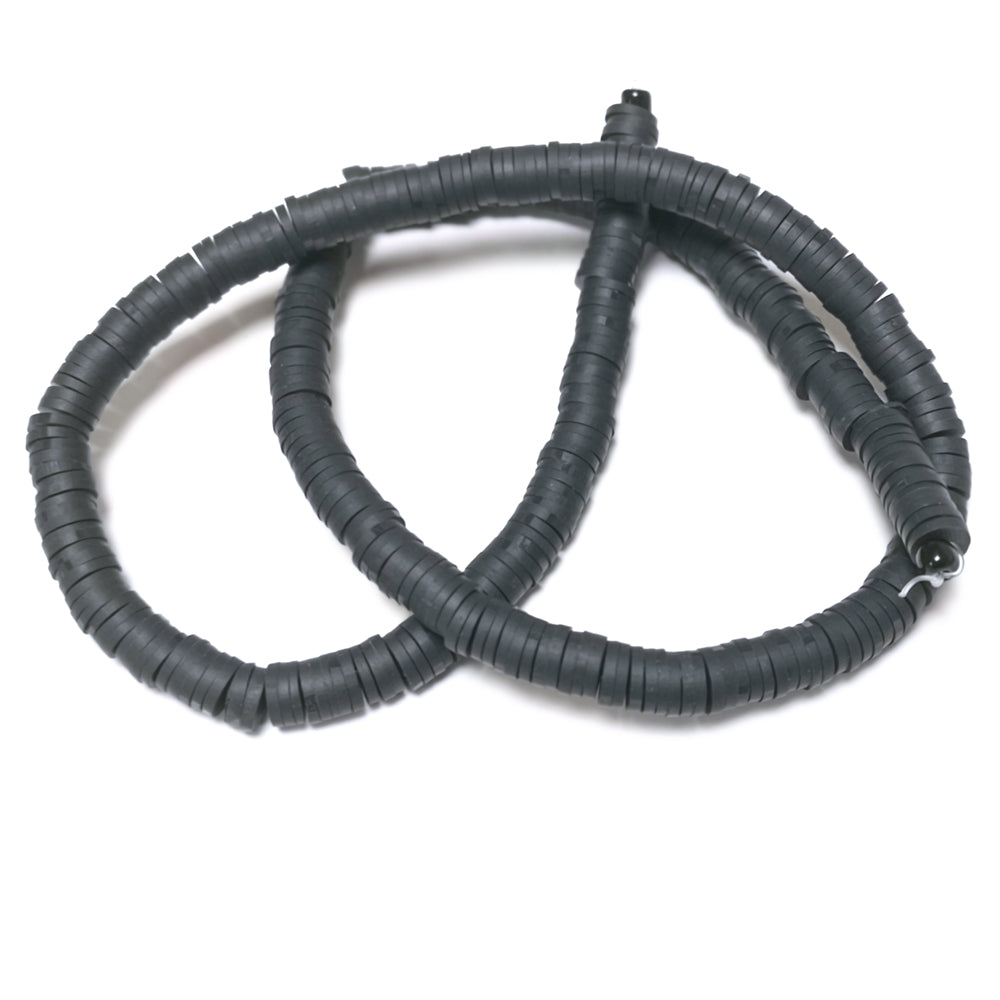 Black Polymer Clay Beads Heishi Disc 1x6mm Strand Of 300+