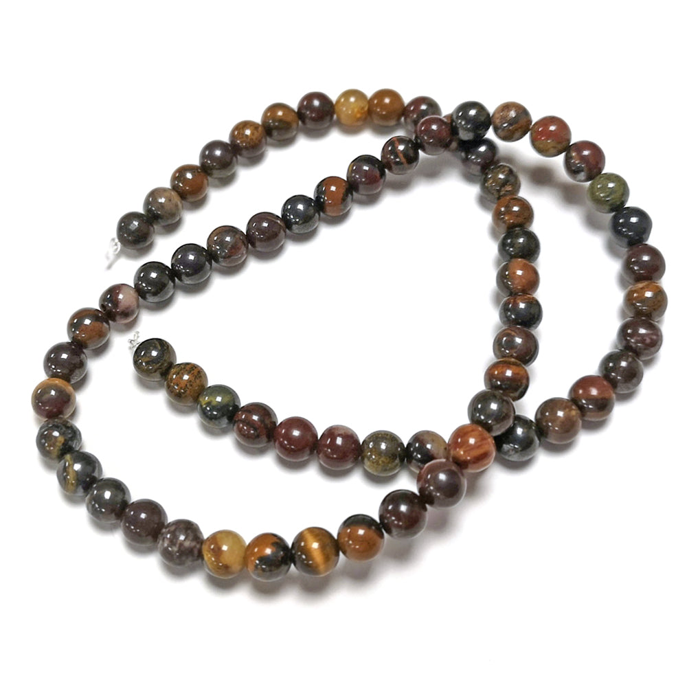 Red/Brown Tiger Iron Beads Plain Round 6mm Strand Of 60+