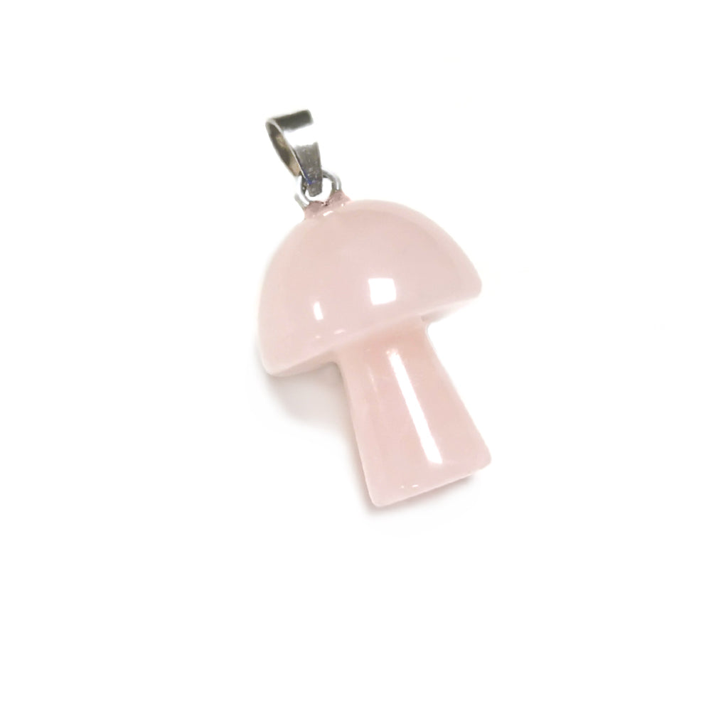 Rose Quartz Mushroom Pendant Pink 16x24mm