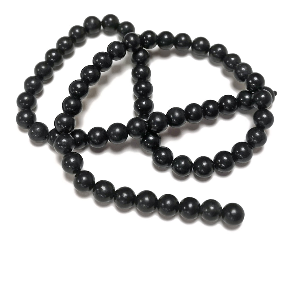 Black Shungite Beads Plain Round 6mm Strand Of 60+