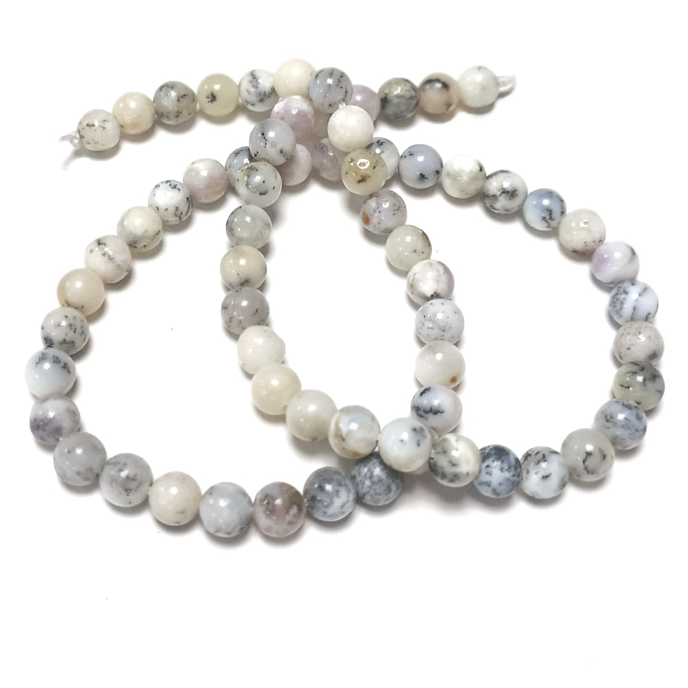 White/Grey African Opal Beads Plain Round 6mm Strand Of 57+