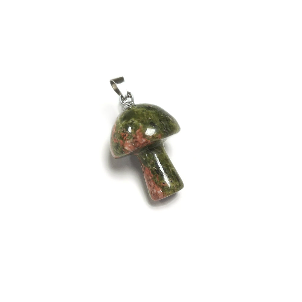 Unakite Mushroom Pendant Green/Orange 16x24mm