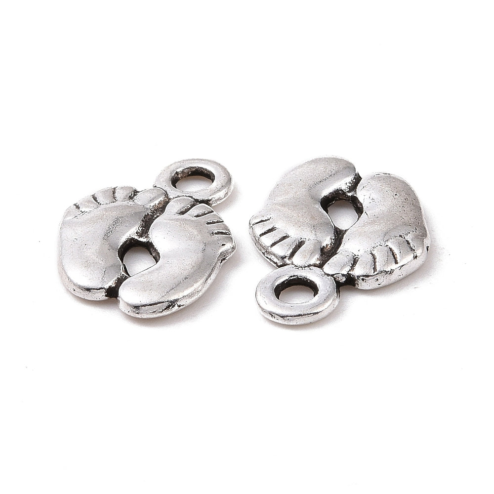 Metal Alloy Feet Charms Antique Silver 14mm Pack Of 30