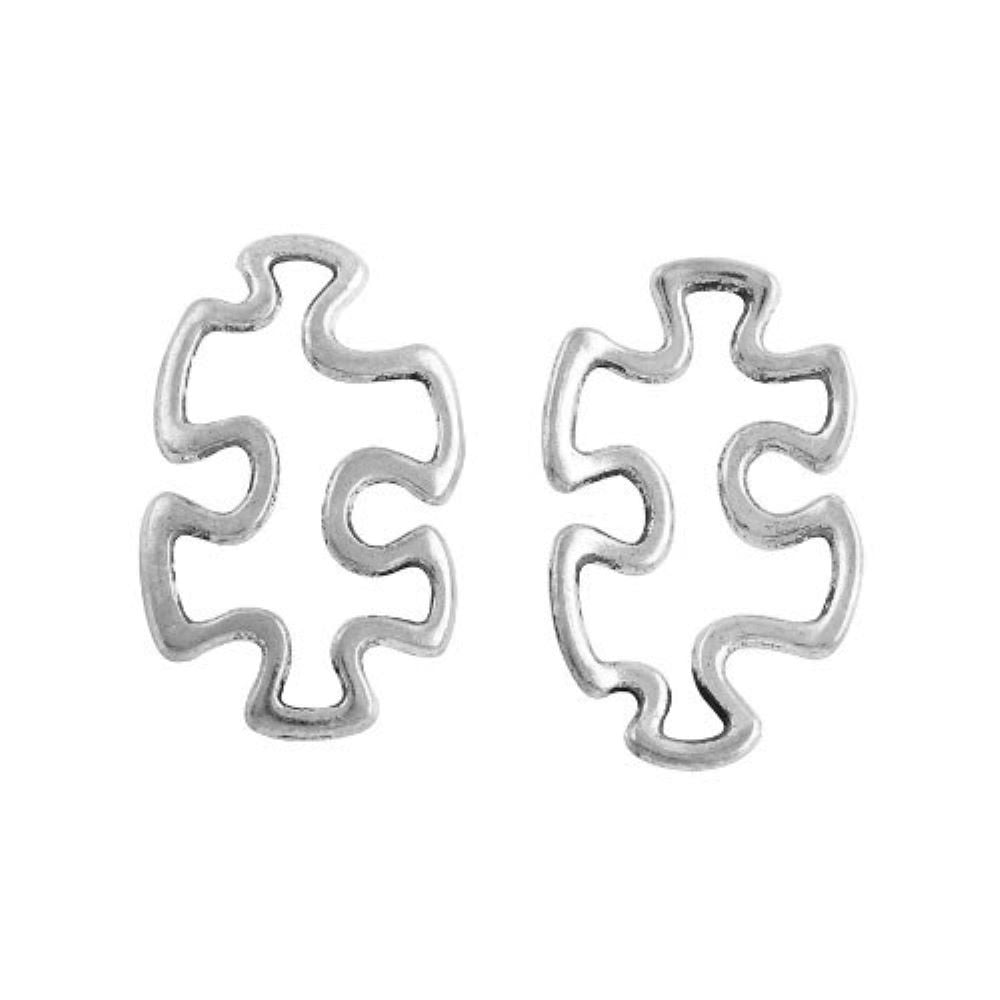 Metal Alloy Jigsaw Pendants Antique Silver 30mm Pack Of 10