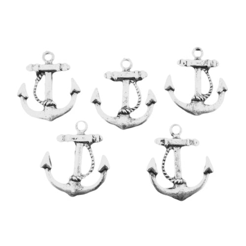 Metal Alloy Anchor Charms Antique Silver 23mm Pack Of 10