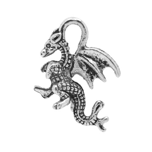 Metal Alloy Dragon Charms Antique Silver 21mm Pack Of 10